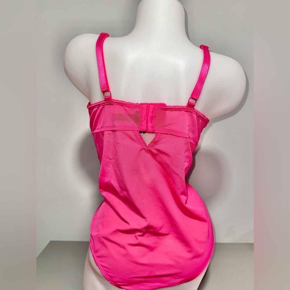 NWT - EMBROIDERED UNDERWIRE BODYSUIT - MESH PINK - Picture 4 of 10